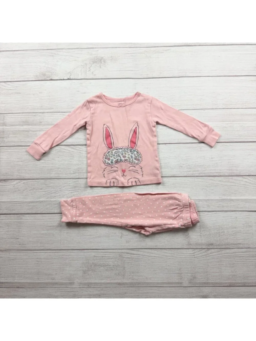 Carter's Baby Girl Pink Bunny Pajama Set Long Sleeve Top Pants 2T